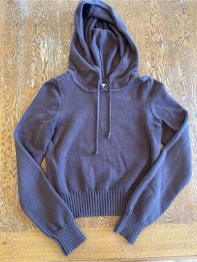 LA Hearts Cropped Hoodie in Brown